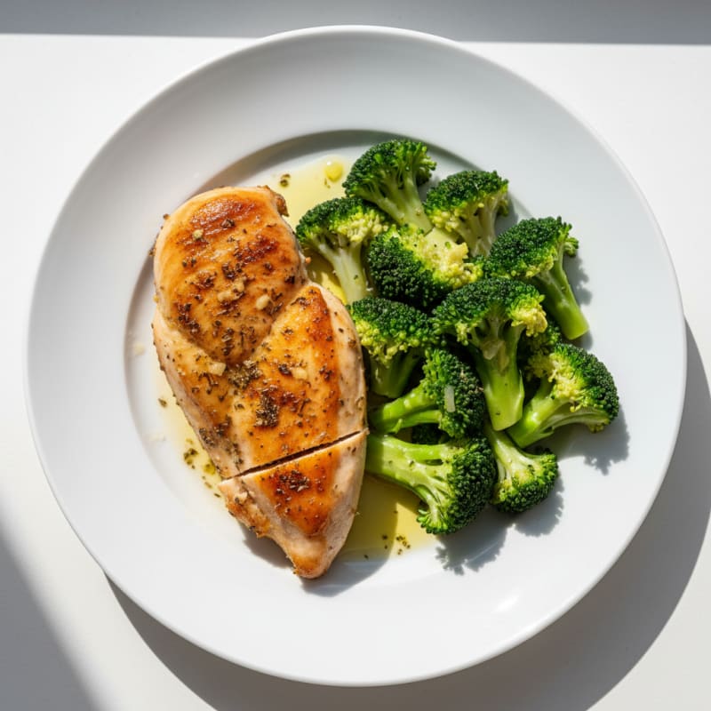 Herb-Roasted Chicken Breast with Steamed Broccoli