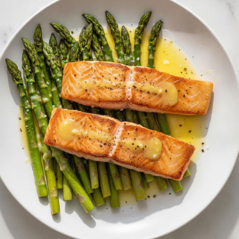 Pan-Seared Salmon with Roasted Asparagus