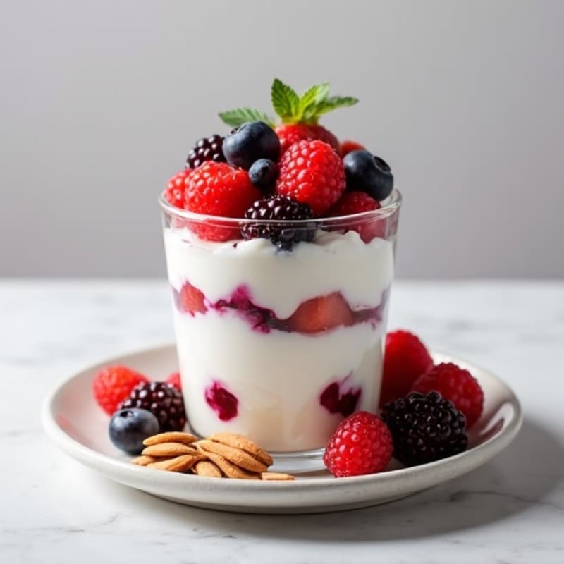 Greek Yogurt Protein Parfait with Mixed Berries and Almonds