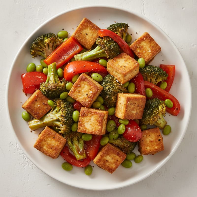 Pan-Seared Tofu with Roasted Vegetables