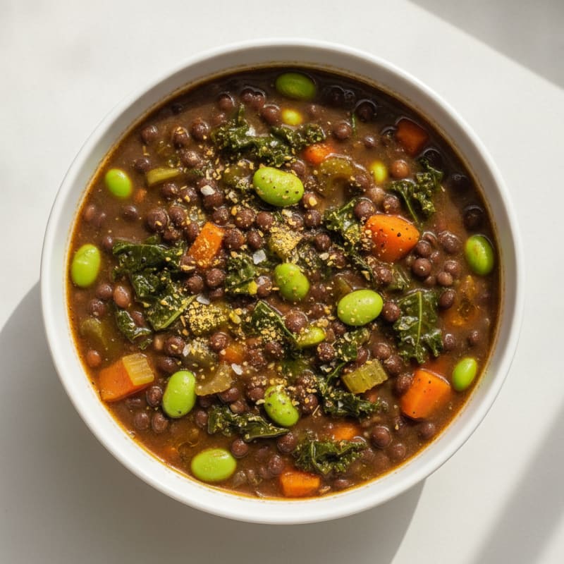 Hearty Black Lentil Vegetable Soup