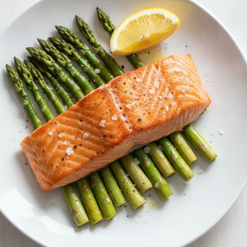 Seared Salmon Fillet with Roasted Asparagus
