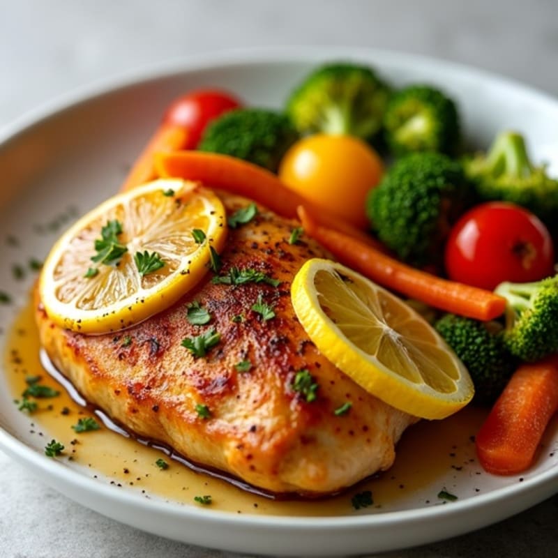 Spiced Lemon-Garlic Roasted Chicken with Fresh Vegetables