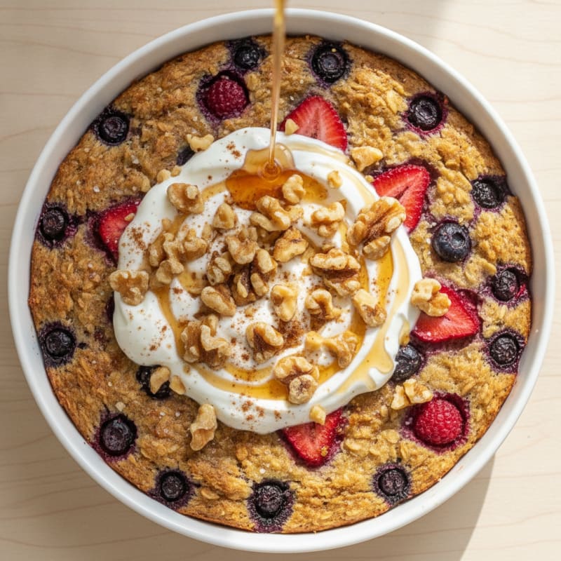 Baked Berry Oatmeal with Toasted Nuts