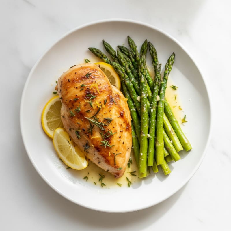 Lemon Herb Roasted Chicken with Asparagus