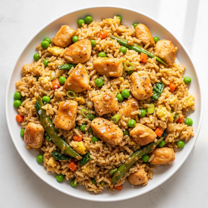Chicken Fried Rice with Sesame-Ginger Sauce