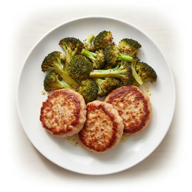 Seared Turkey Patties with Roasted Broccoli