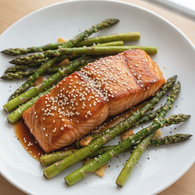 Teriyaki Glazed Salmon with Roasted Asparagus