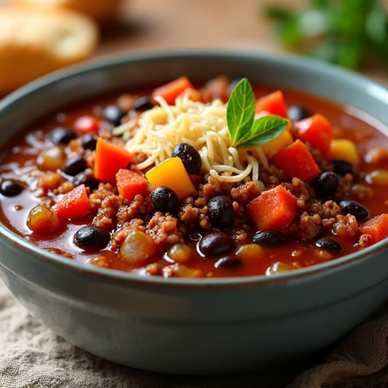 Hearty Black Bean and Ground Beef Chili