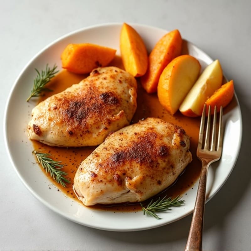 Cinnamon-Spiced Roasted Chicken with Sweet Potatoes and Apples