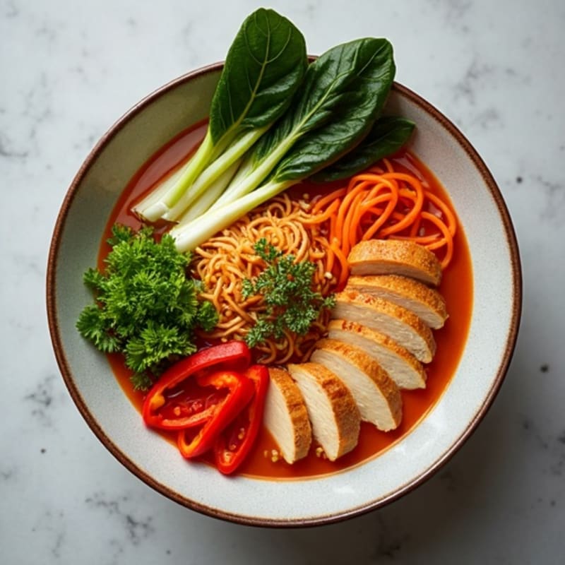Hearty Lean Chicken Spicy Sriracha Ramen with Crisp Vegetables