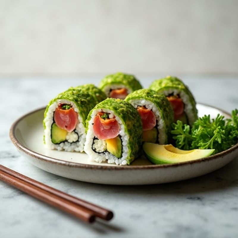 Fresh Tuna Avocado Roll with Cucumber Crunch
