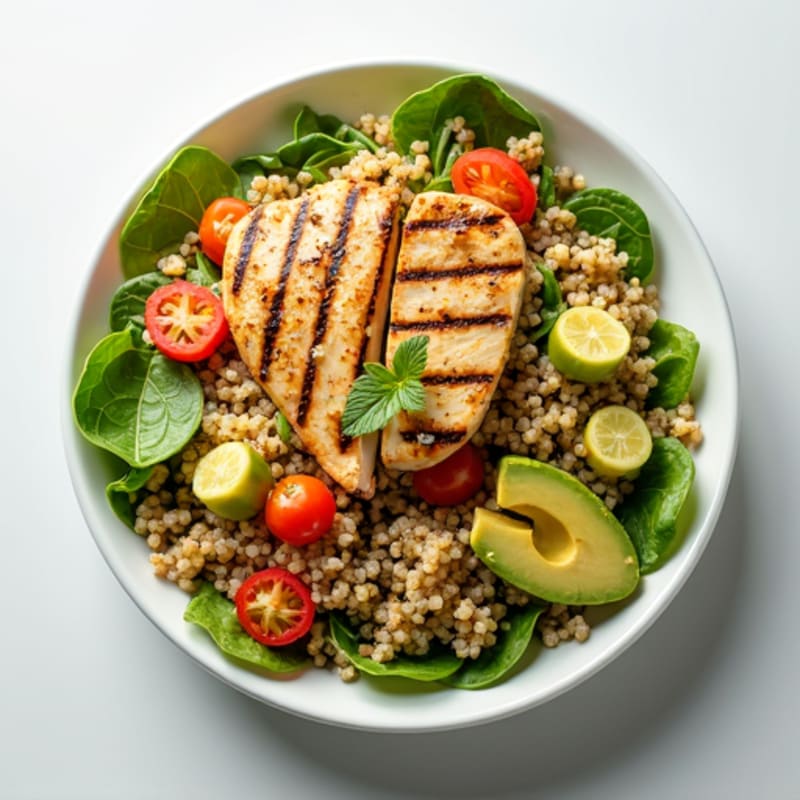 Grilled Chicken and Quinoa Salad with Crisp Vegetables