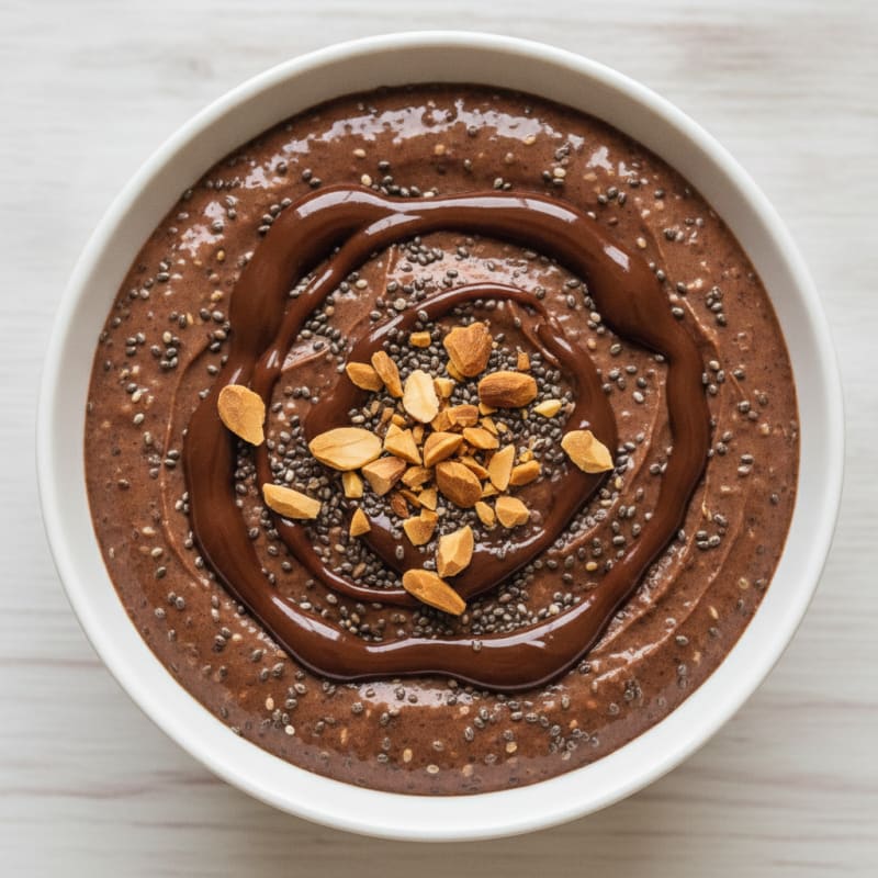 Chocolate Protein Pudding with Chia Seeds and Almond Milk
