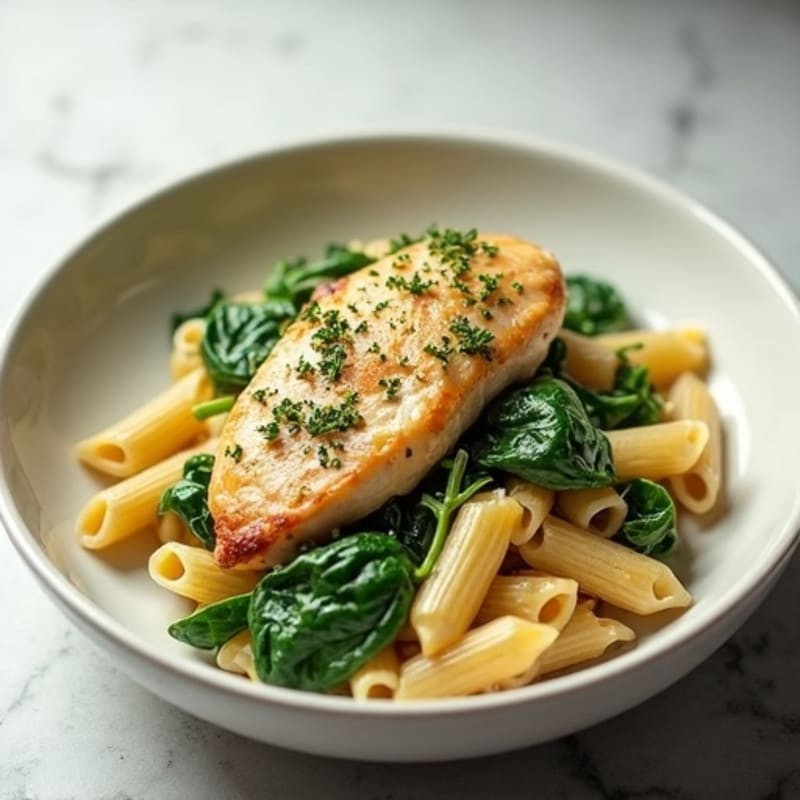 Creamy Lemon Herb Chicken Pasta with Fresh Spinach