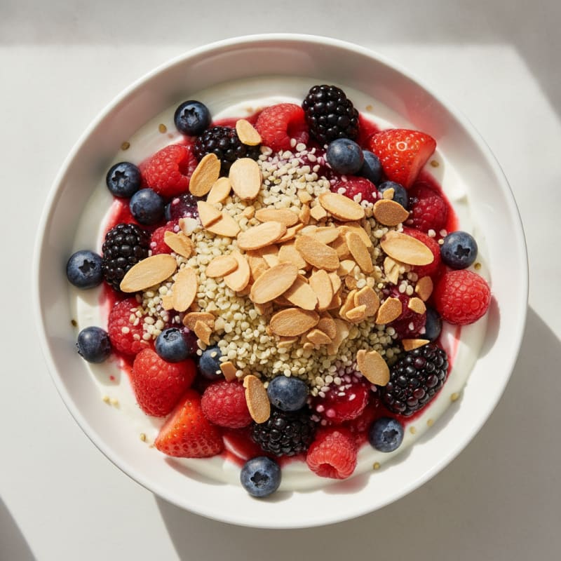 High-Protein Greek Yogurt Parfait with Mixed Berries