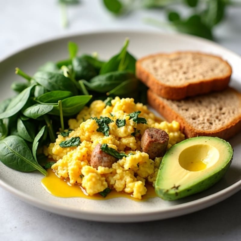 Egg White Scramble with Spinach and Turkey Sausage