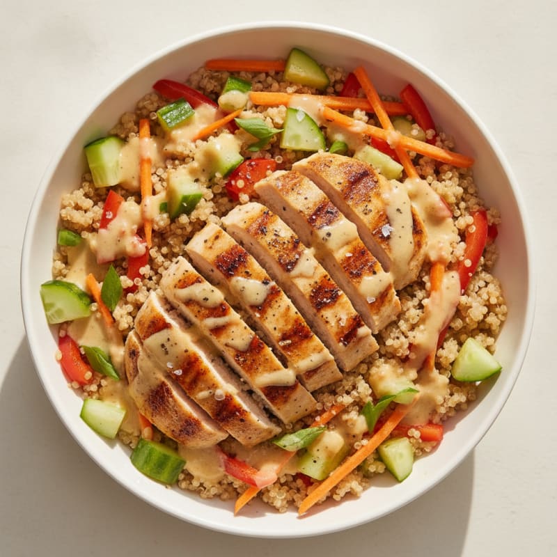 Grilled Chicken and Quinoa Power Bowl with Crunchy Vegetables