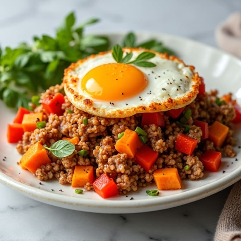Crispy Ground Turkey and Sweet Potato Hash