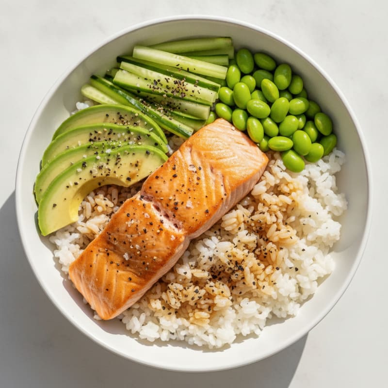 Sushi Rice Bowl with Salmon and Avocado