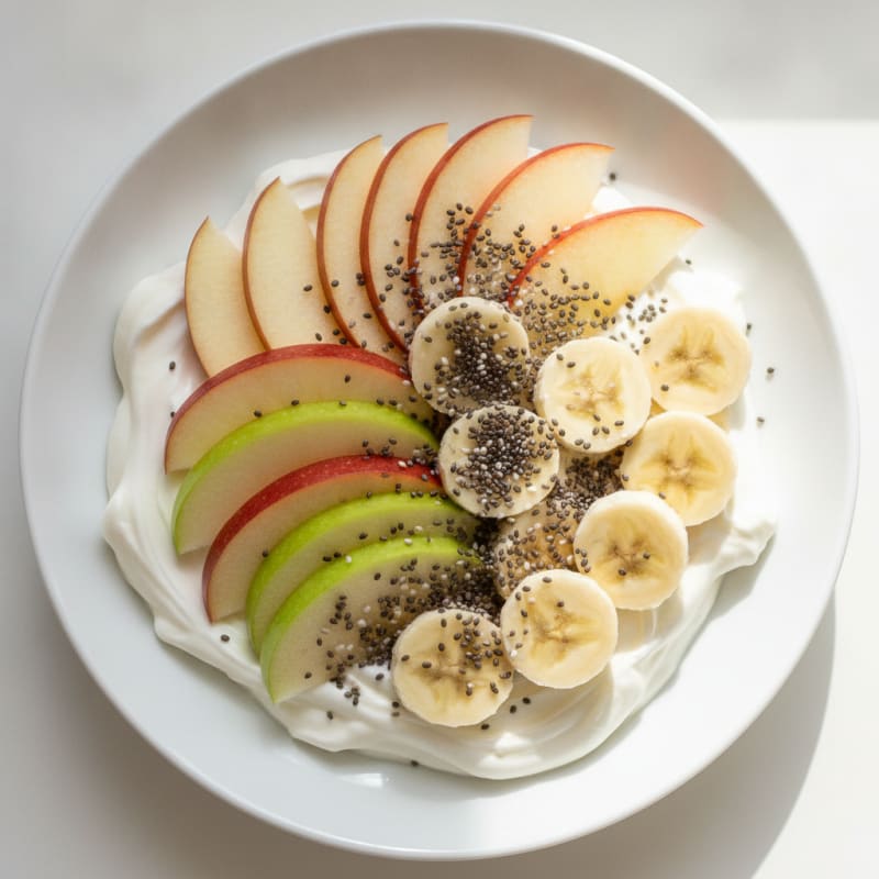 Greek Yogurt Bowl with Protein Powder, Sliced Apples, and Chia Seeds