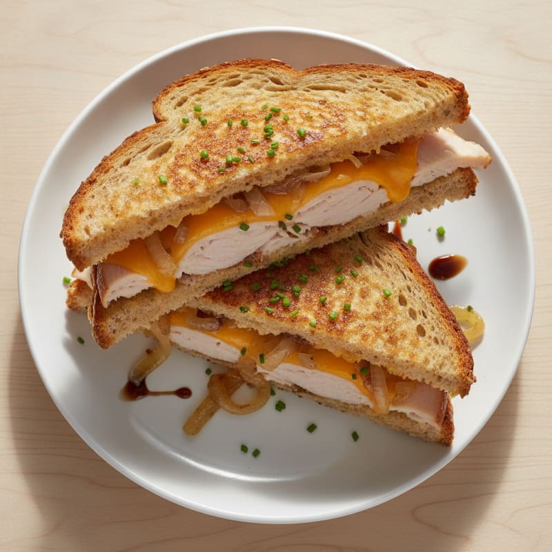 Triple-Decker Grilled Cheese with Caramelized Onions