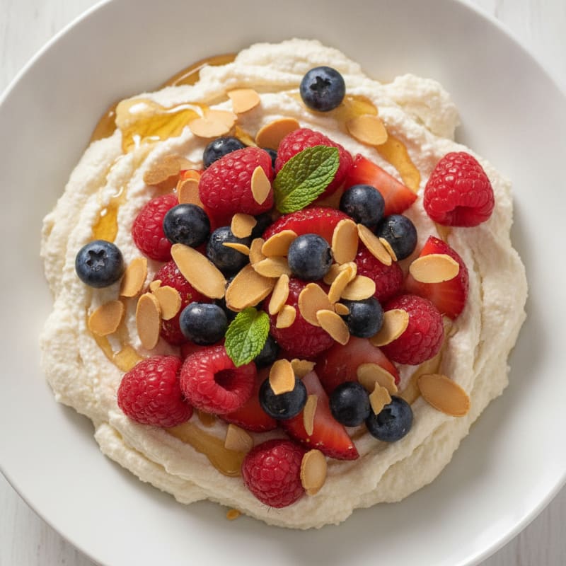 Greek Yogurt Protein Mousse with Mixed Berries