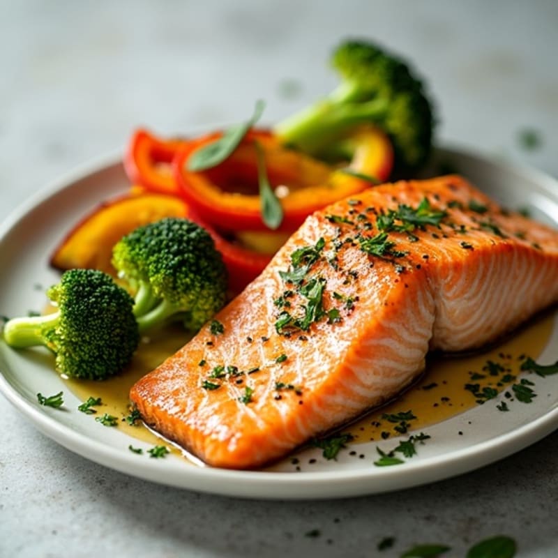 Flaky Salmon with Fresh Herb-Roasted Vegetables