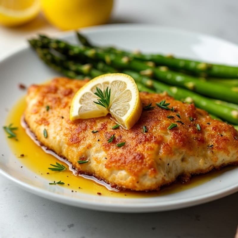 Crispy Lemon Garlic Chicken with Roasted Asparagus