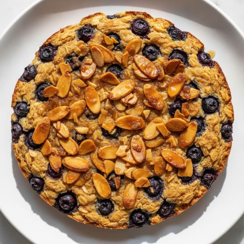 Blueberry Oatmeal Bake with Toasted Almonds