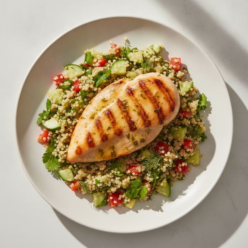 Grilled Chicken Breast with Crunchy Quinoa Salad