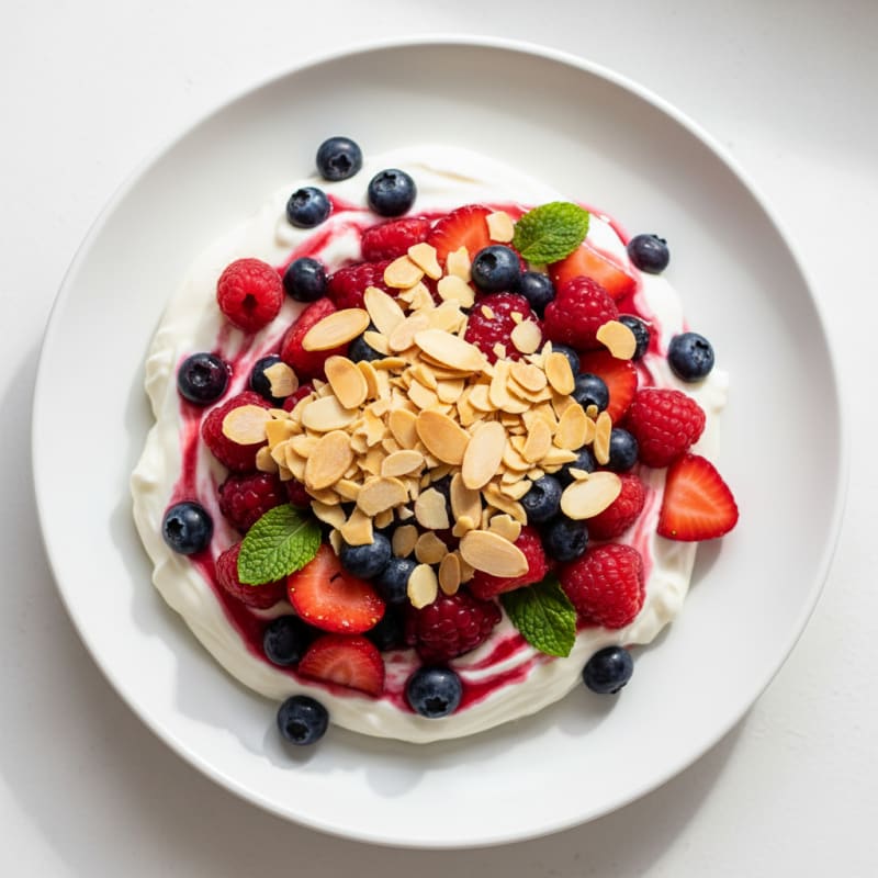 Creamy Greek Yogurt Protein Parfait with Mixed Berries and Almonds