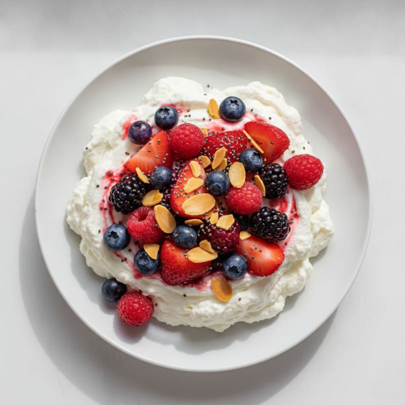 Greek Yogurt Protein Mousse with Mixed Berries