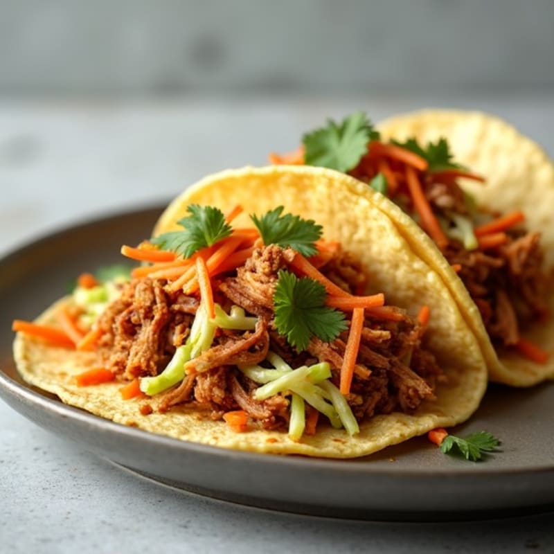 Crispy Shredded Pork Tacos with Fresh Sl Slaw