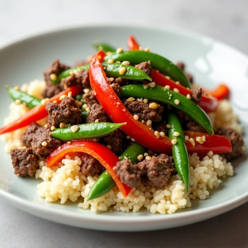 Lean Beef Stir Fry with Snap Peas and Cauliflower Rice
