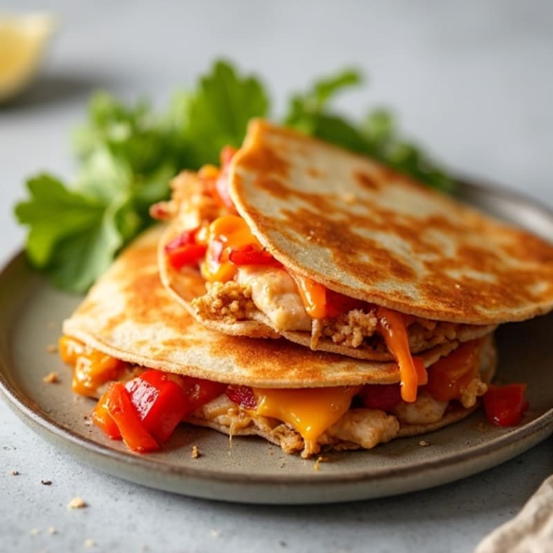 Crispy Lean Chicken and Bell Pepper Quesadillas