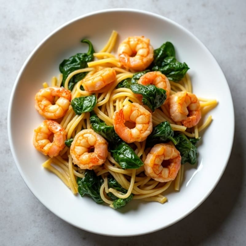 Spicy Garlic Shrimp Pasta with Greens