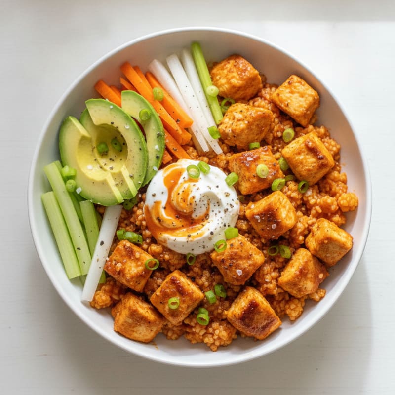 Spicy Buffalo Cauliflower Rice Bowl