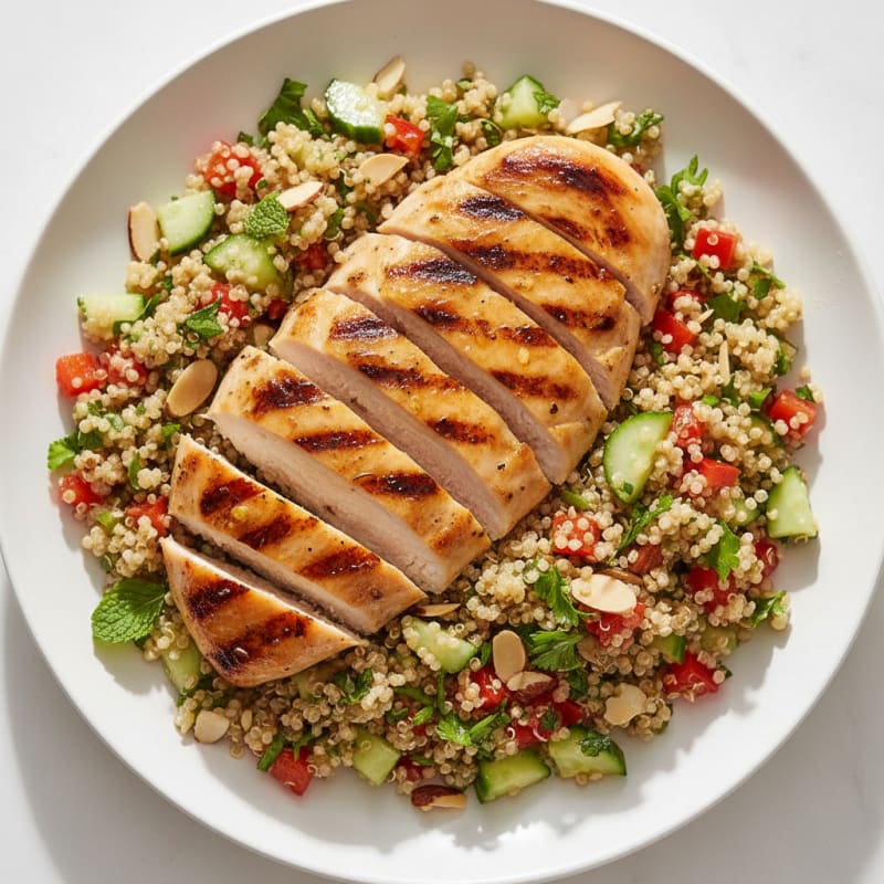 Grilled Chicken Breast with Crunchy Quinoa Salad