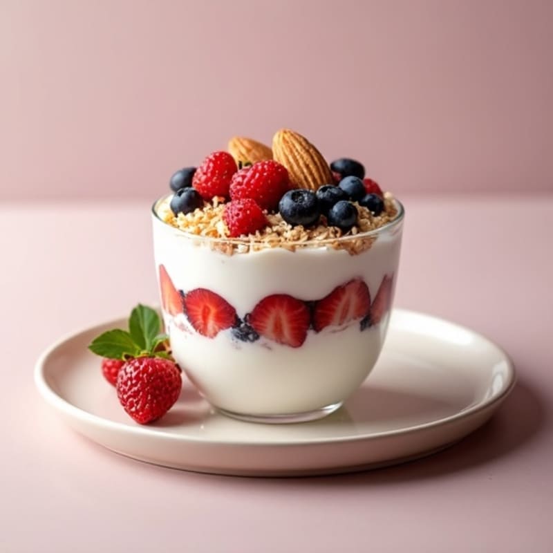 Greek Yogurt Parfait with Fresh Berries and Almonds