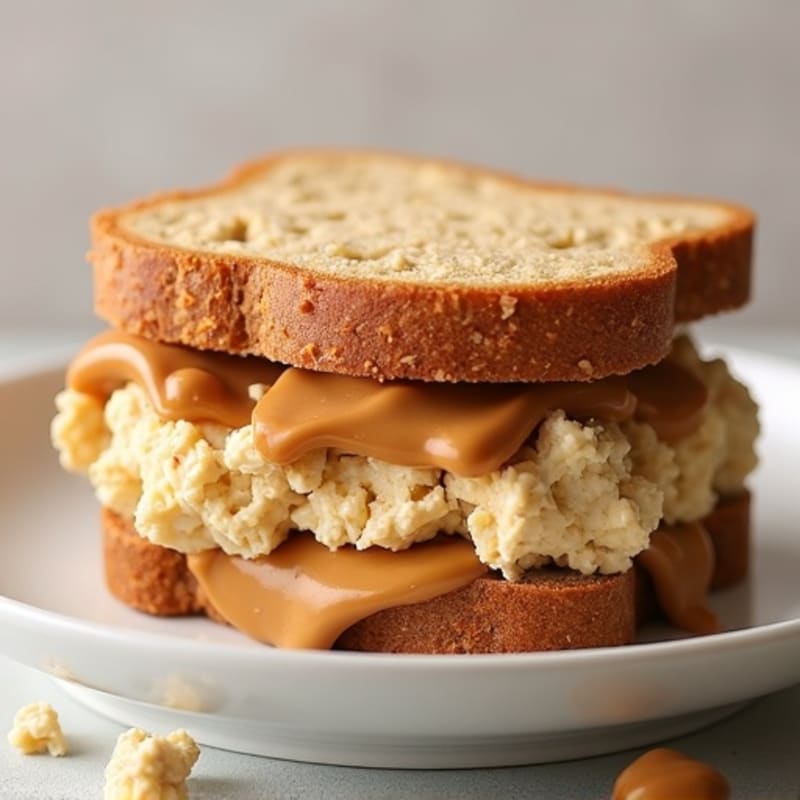 Creamy Peanut Butter and Protein Fluff Whole Grain Sandwich