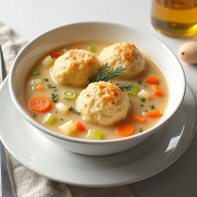 Creamy Chicken and Vegetable Soup with Fluffy Dumplings