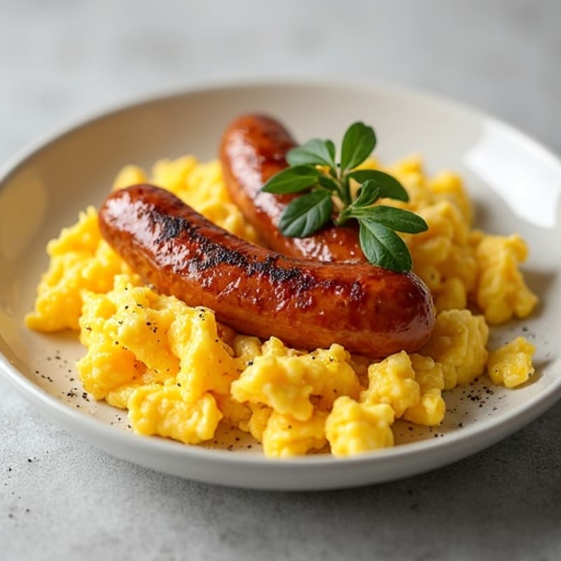 Lean Turkey Sausage with Fluffy Scrambled Eggs