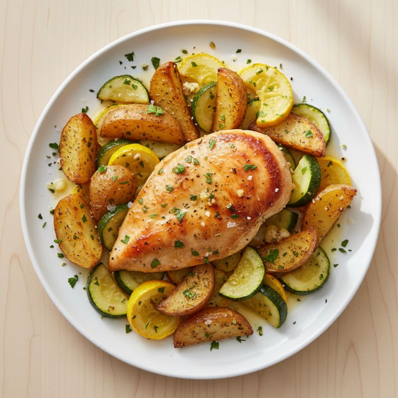 Lemon-Herb Roasted Chicken and Zucchini
