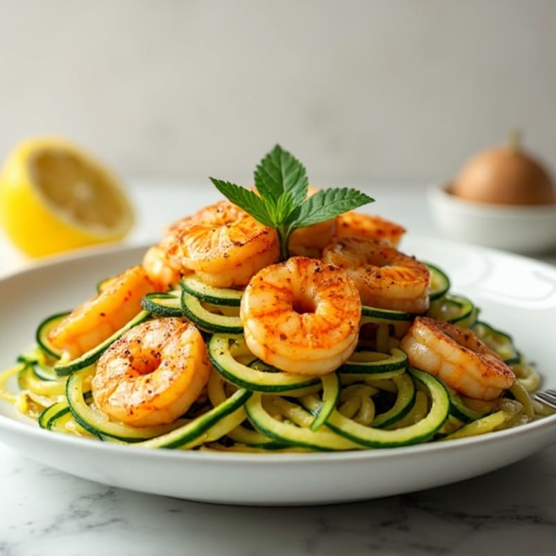 Pan-Seared Garlic Butter Shrimp with Lemon and Zucchini Noodles