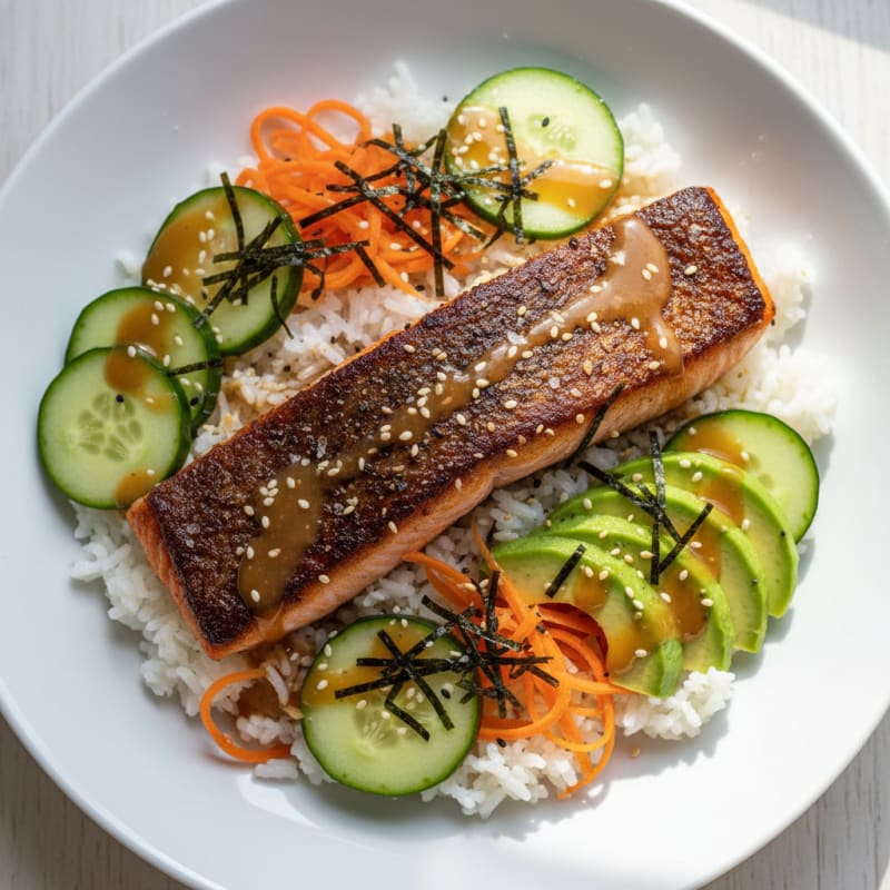 Crispy Pan-Seared Salmon Sushi Bowl