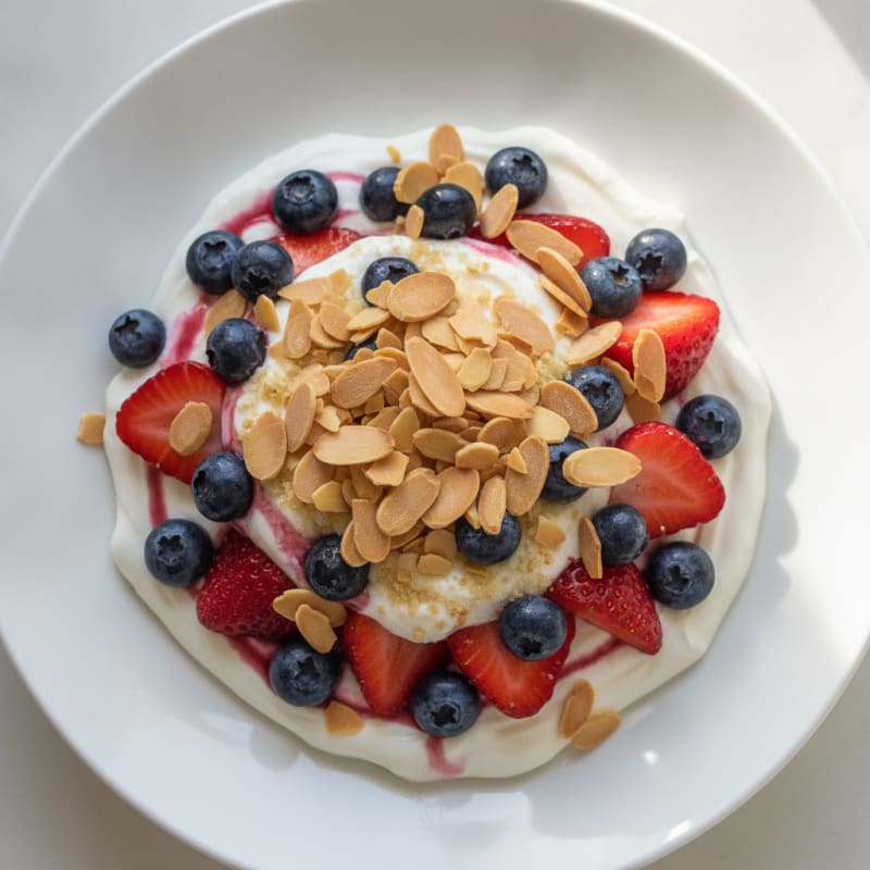 Greek Yogurt Protein Parfait with Berries and Almonds