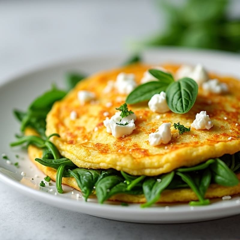 Fluffy Spinach Feta Egg White Omelette