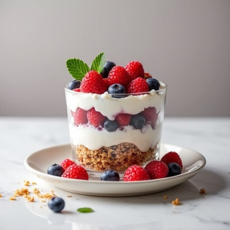 Greek Yogurt Parfait with Mixed Berries and Protein Granola