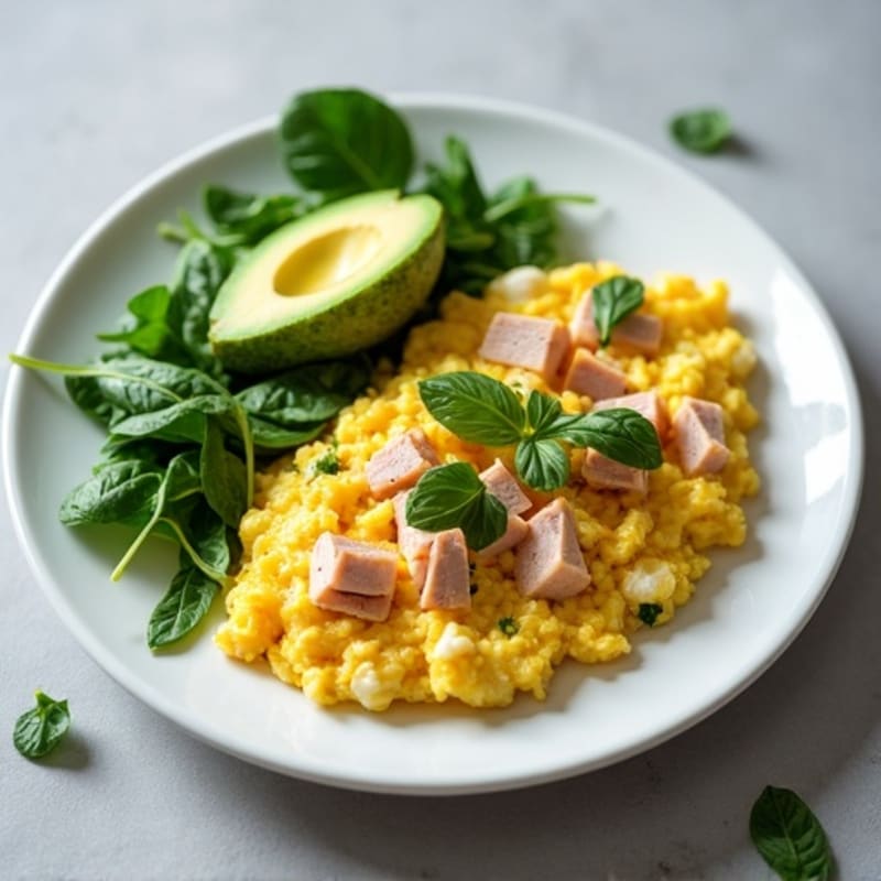 Egg White Scramble with Smoked Turkey and Spinach